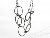 Oxidised Silver, Pebble And Knot Necklace