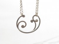 Silver Single Pendant Baroque Necklace Double Chain