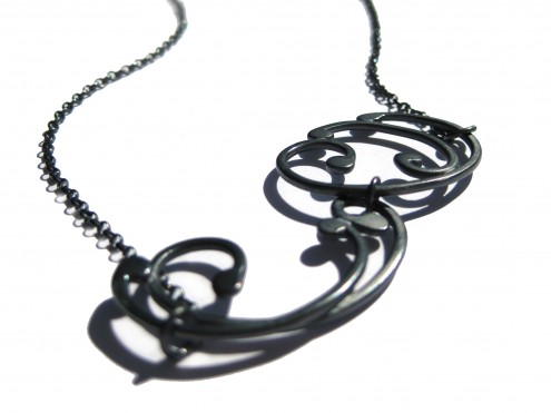 oxidised silver baroque necklace